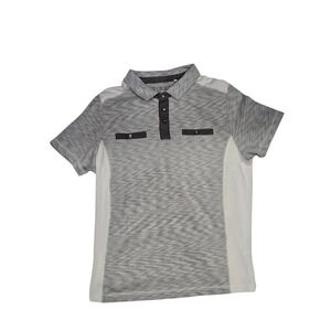 Guess Men's Slim Fit Polo Shirt Gray Short Sleeve Cotton Blend Size‎ Large